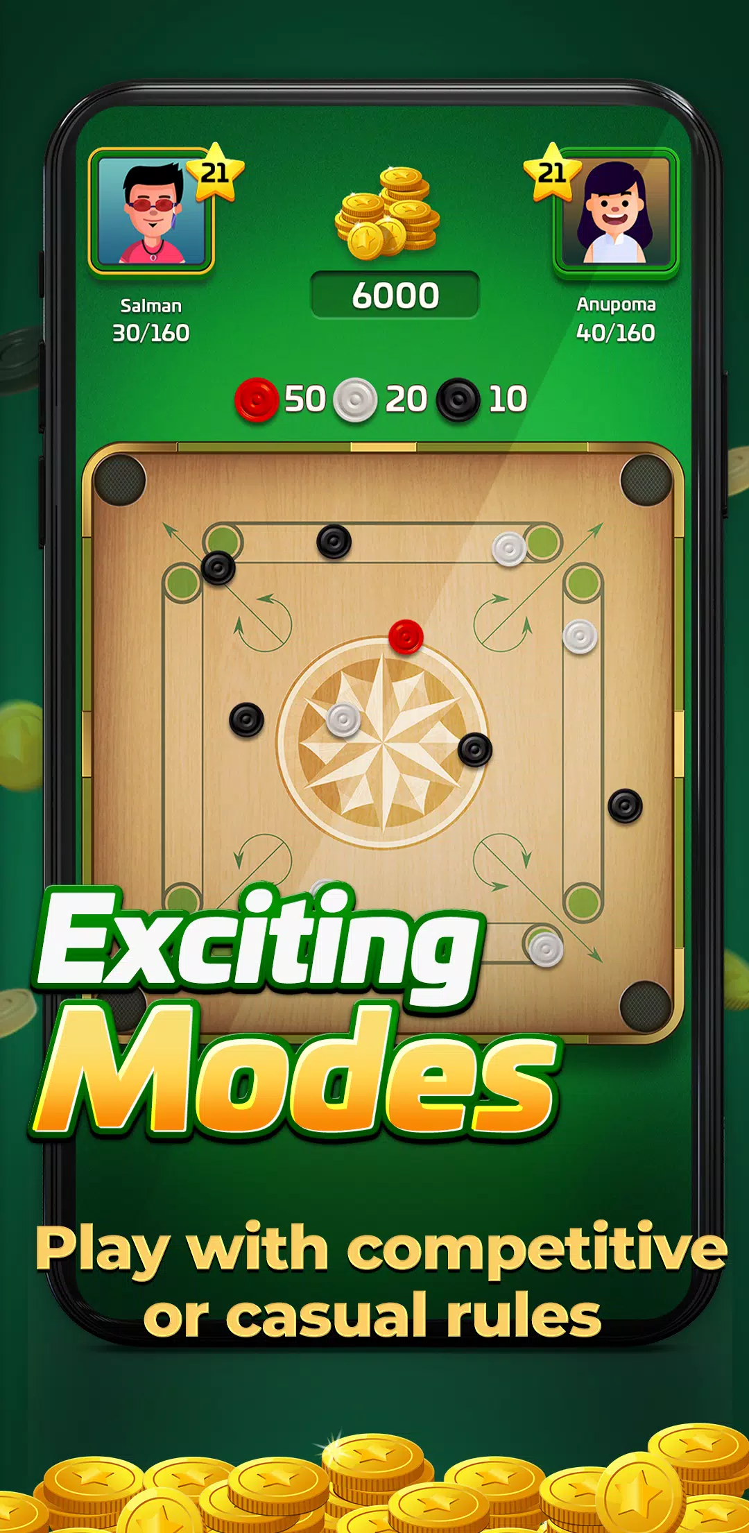 Carrom Gold : Multiplayer Friends Board Games King